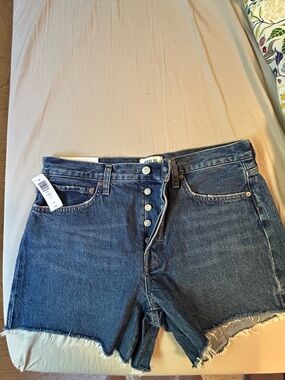 Agolde Parker shorts - Women’s High-Rise Button-Fly Jeans — Medium Blue Wash